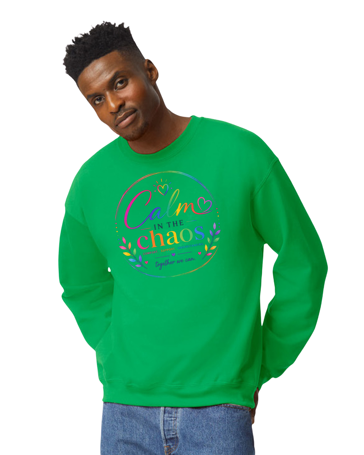 Green Calm in the Chaos Adult Crewneck