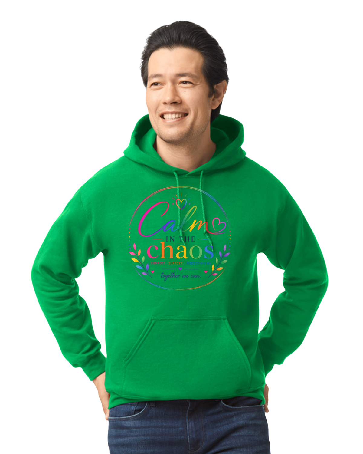 Green Calm in the Chaos Adult Hoodie
