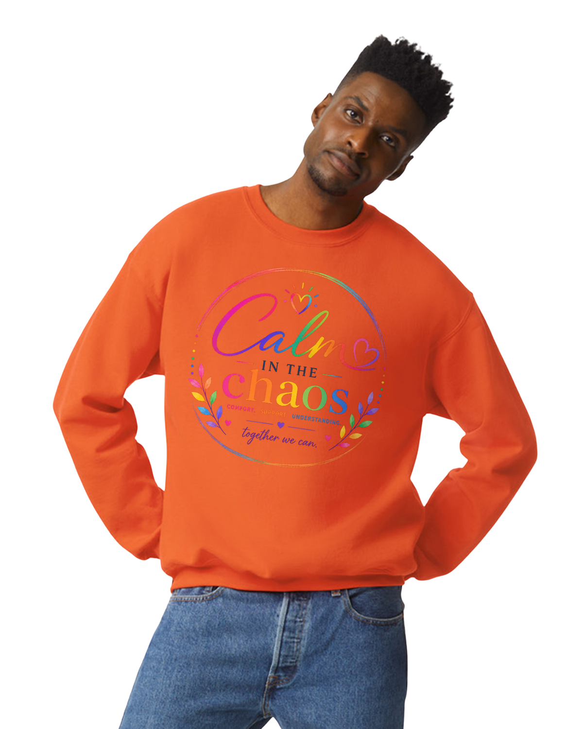 Orange Calm in the Chaos Adult Crewneck