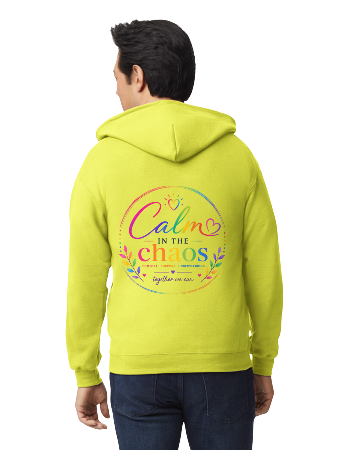 Bright Green Calm in the Chaos Zip-Up Hoodie Adults