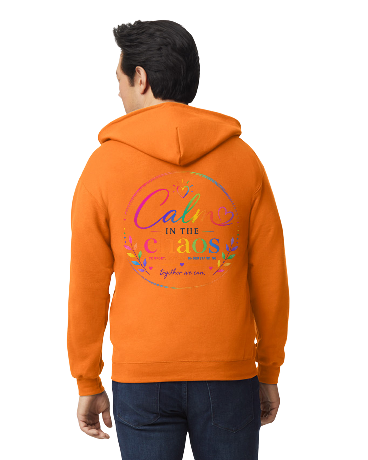 Bright Orange Calm in the Chaos Zip-Up Hoodie Adults