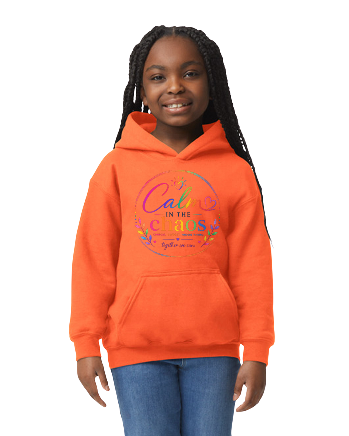 Orange Calm in the Chaos Youth  Hoodie