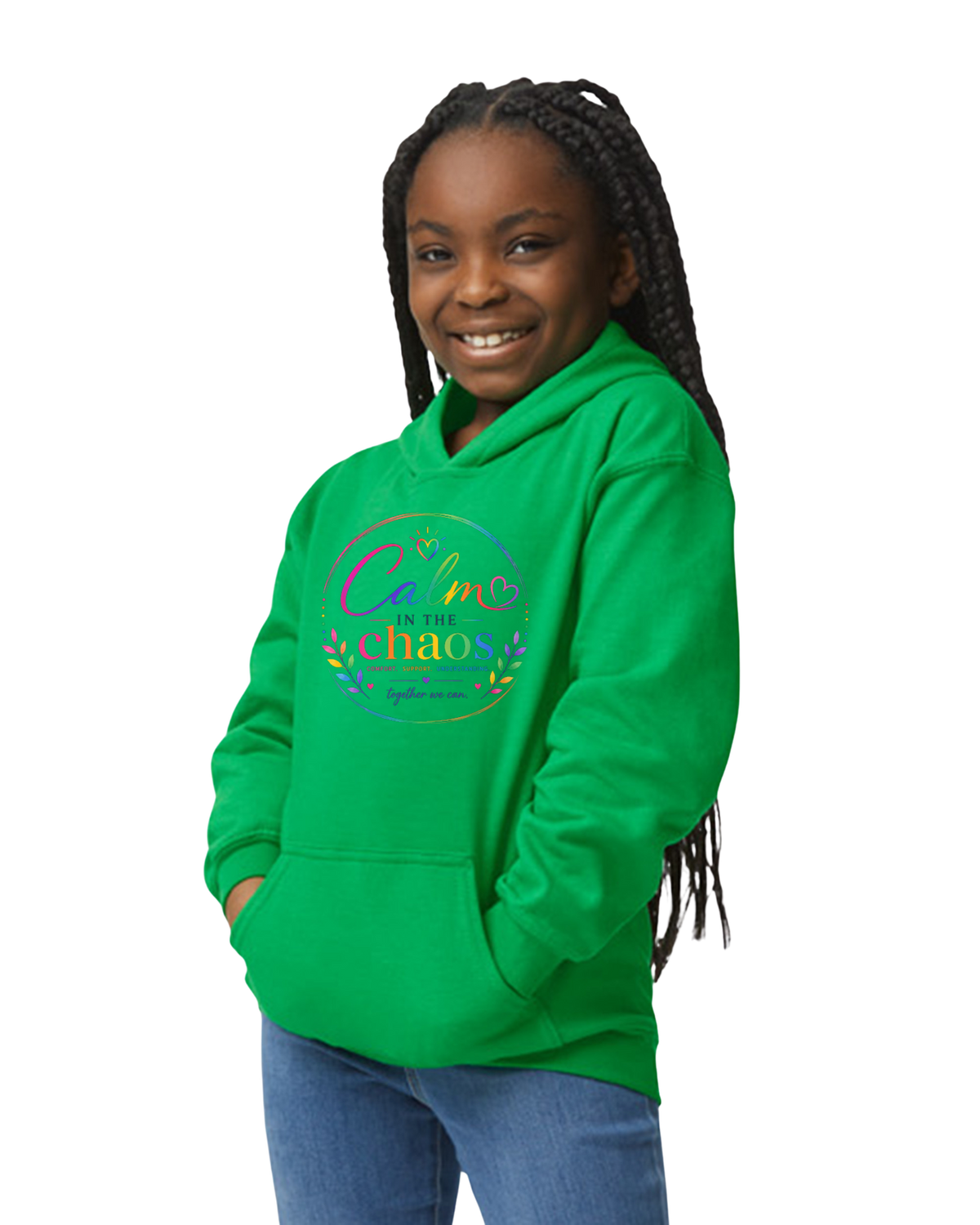 Green Calm in the Chaos Youth  Hoodie