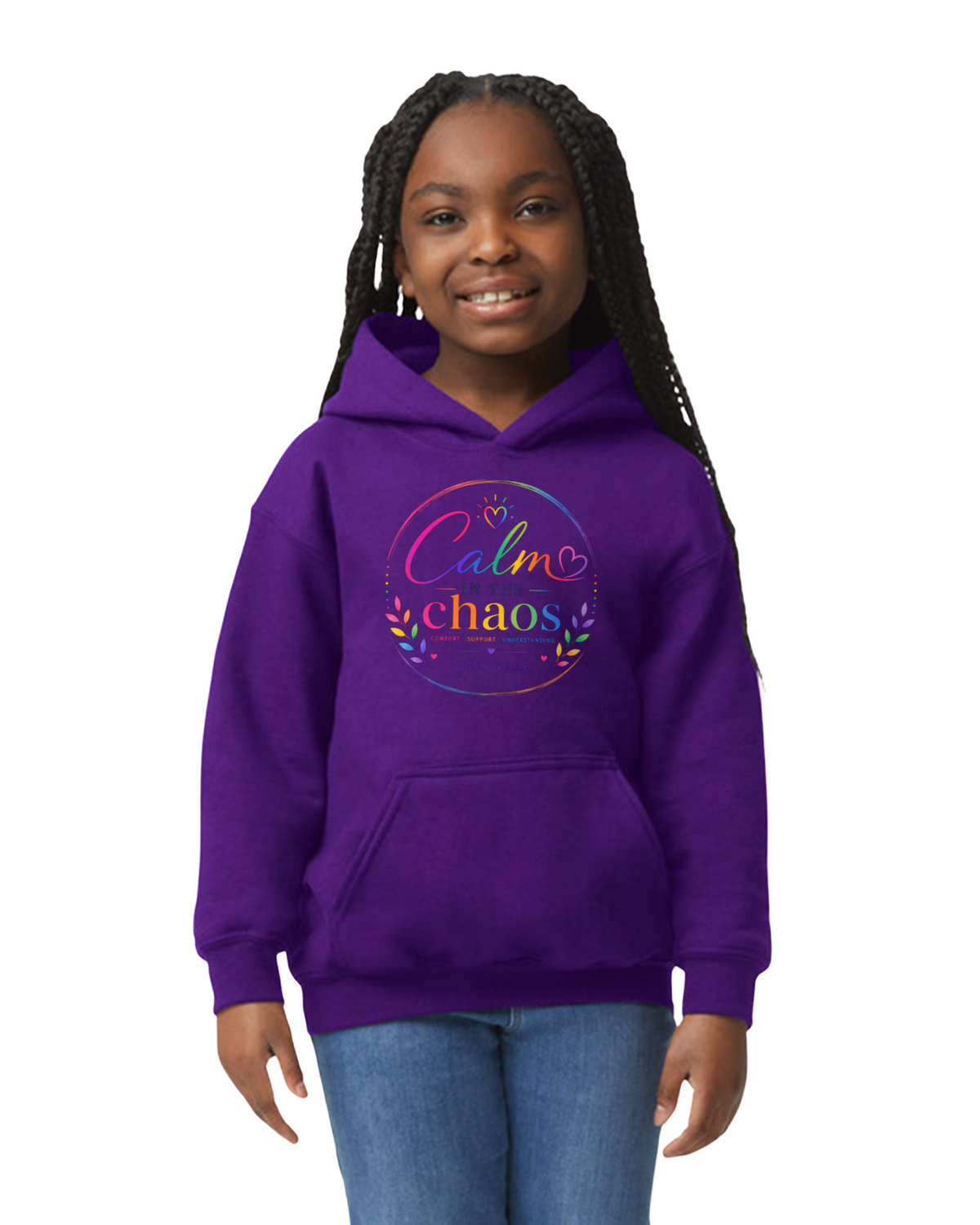 Purple Calm in the Chaos Youth  Hoodie