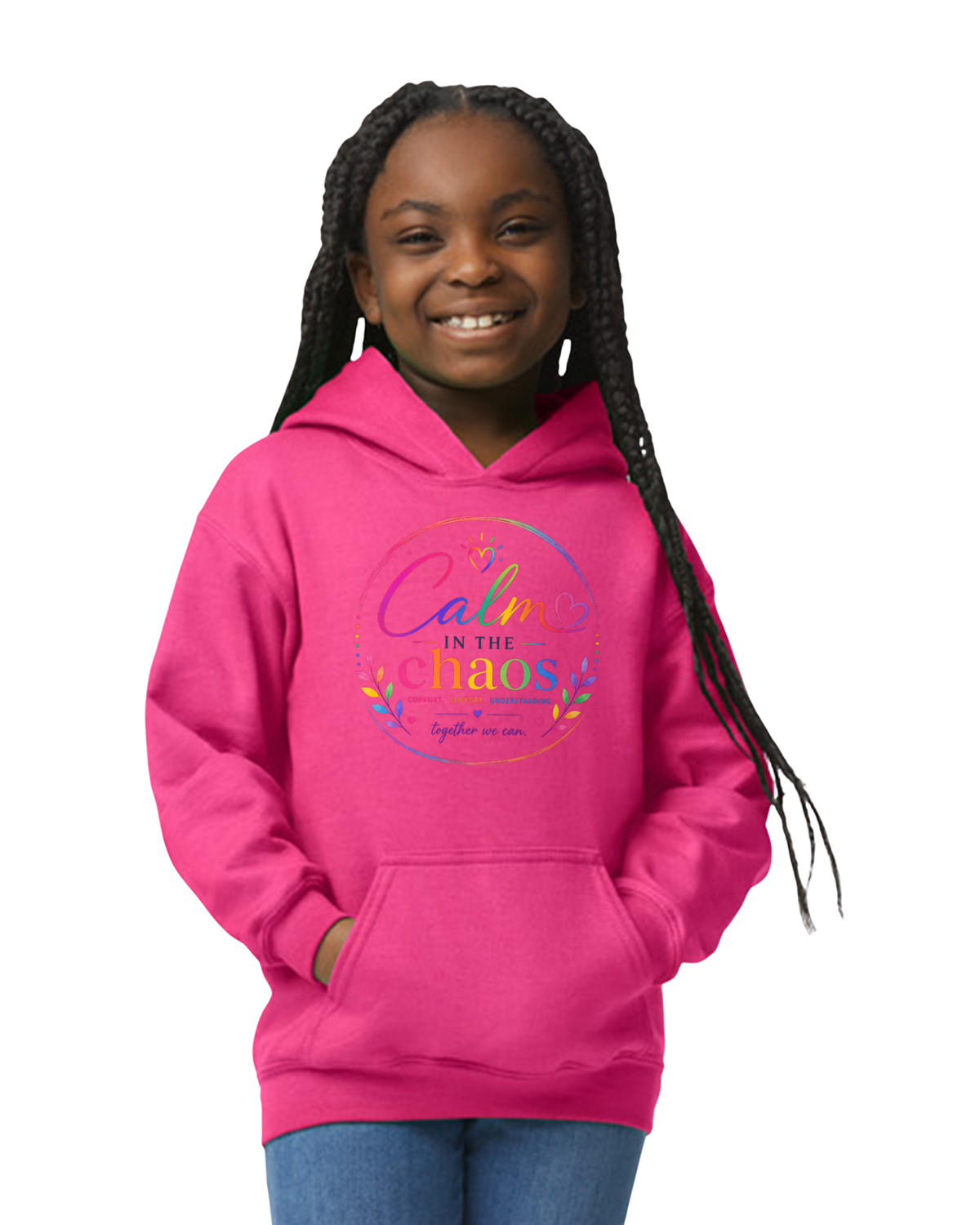 Pink Calm in the Chaos Youth  Hoodie